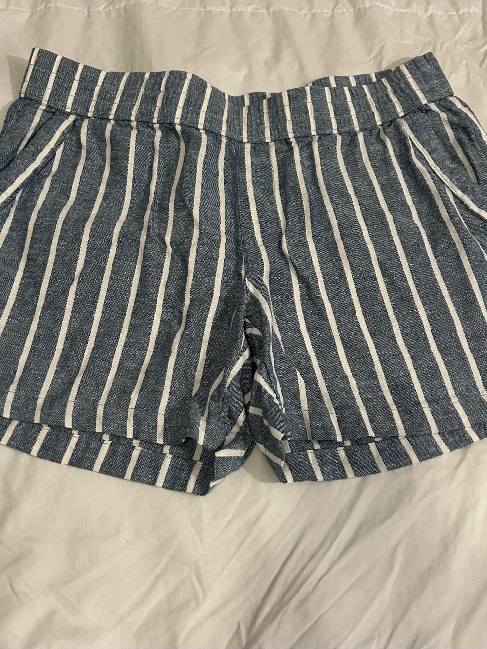 Sonoma Goods For Life Linen Blend Striped Shorts Blue White Size M
